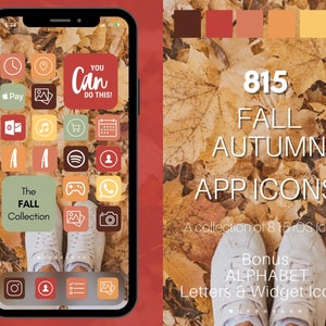 Fall Theme iOS 14 App Icons, 815 Autumn iPhone App Icons, Fall Aesthetic Home Screen Icon & Widget, App Icons, App Icon Covers, App Pack