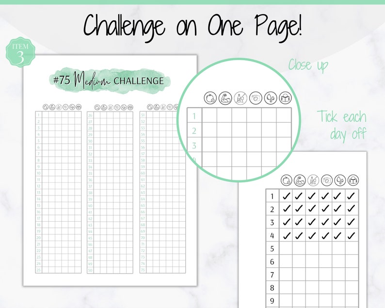 EDITABLE 75 MEDIUM Challenge Tracker 75medium Printable Etsy Canada