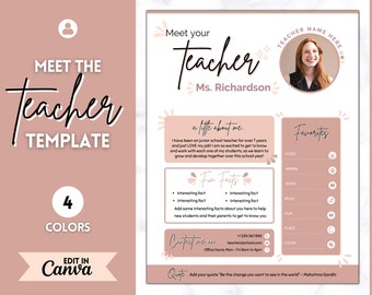 Meet the Teacher Template, Editable Meet your Teacher Introduction letter, First day, Back to School, New Teacher Welcome, Canva, Parent