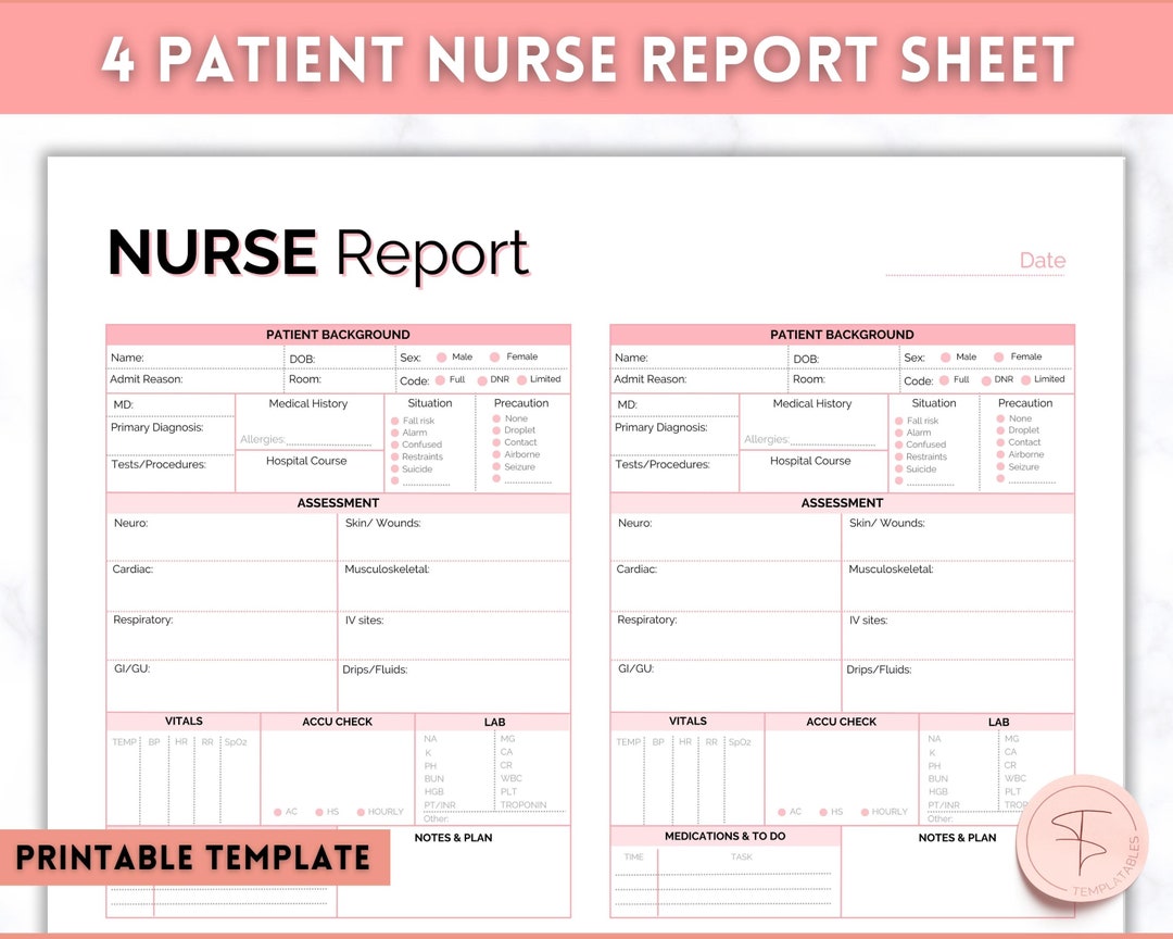 4 Patient Nurse Report Sheet Nurse - Il 1080xN.4756124058 Qjtb 