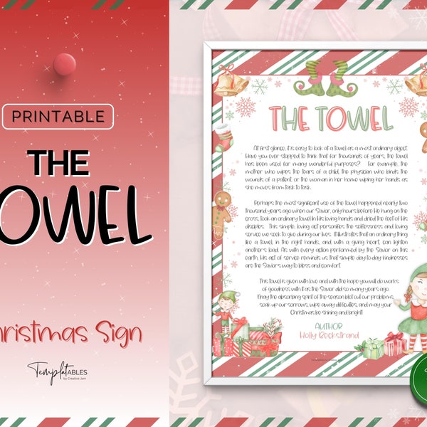 Christmas Towel Story, Printable Christmas Story, The Towel Poem, Christian gift, Neighbor, religious gift, festive coworker holiday gift