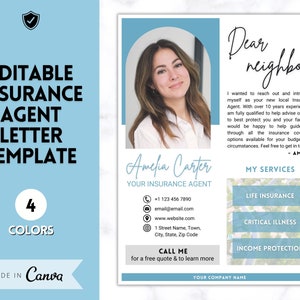 Plantilla de folleto de introducción de corredor de seguros, seguro de vida, agente hipotecario, seguro personal, plantilla Canva editable, asesor financiero