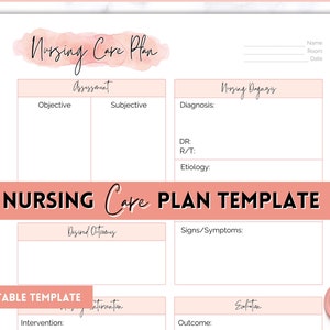 Printable Nursing Care Plan Template, Nursing Notes Assessment, Nursing School Notes & Study Guide, Report Sheet, Brain, Student Cheat Sheet