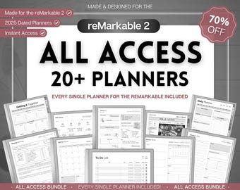 ALL ACCESS template pack for the reMarkable 2 | 2025 Daily Planner, Digital To Do List, Meeting Minutes, Journal & Notebook, Calendar, Tasks