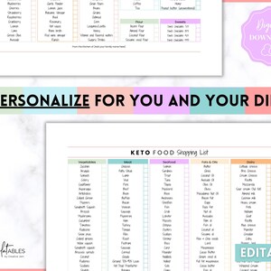 EDITABLE Keto Food List, Keto Snack List, Low carb, Digital Grocery List, Master Grocery List Printable, Shopping List, Meal Planner Journal image 7