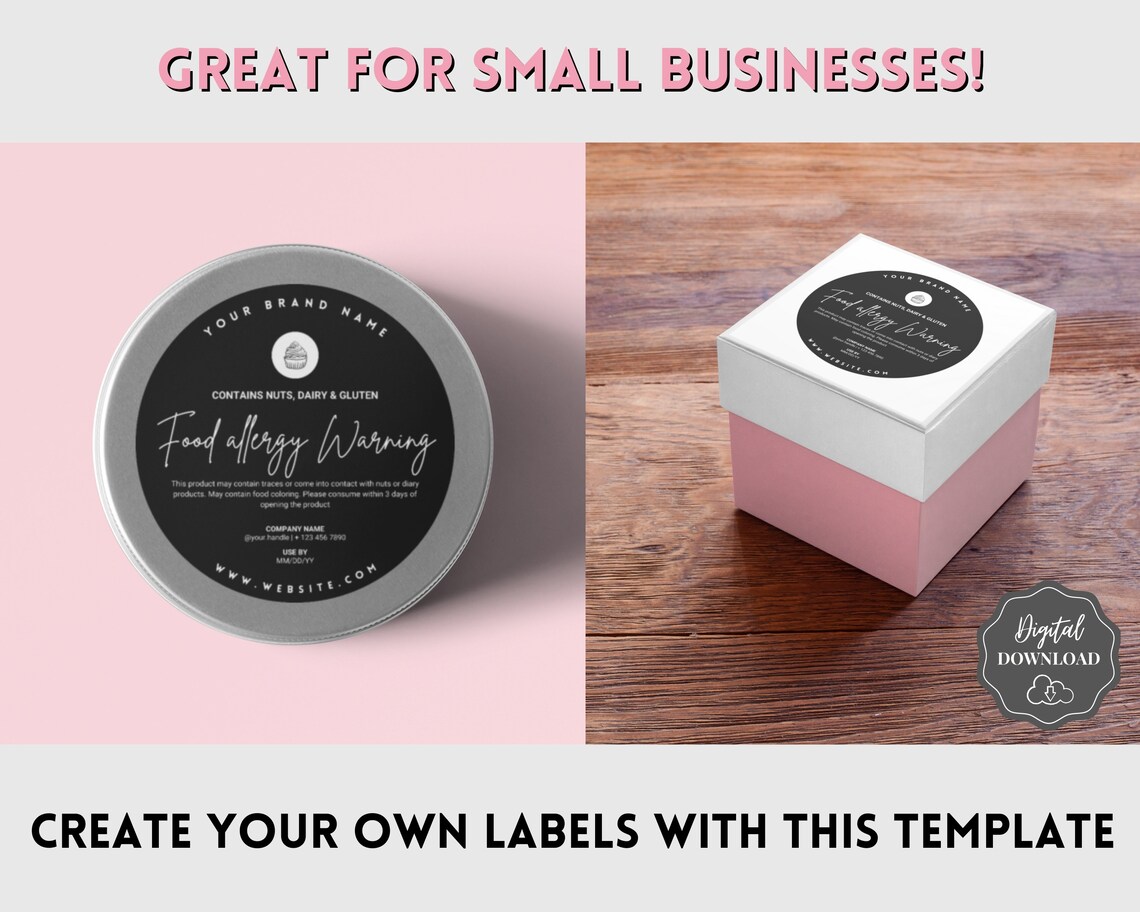 EDITABLE Allergy Label Template Allergen Label Allergy | Etsy