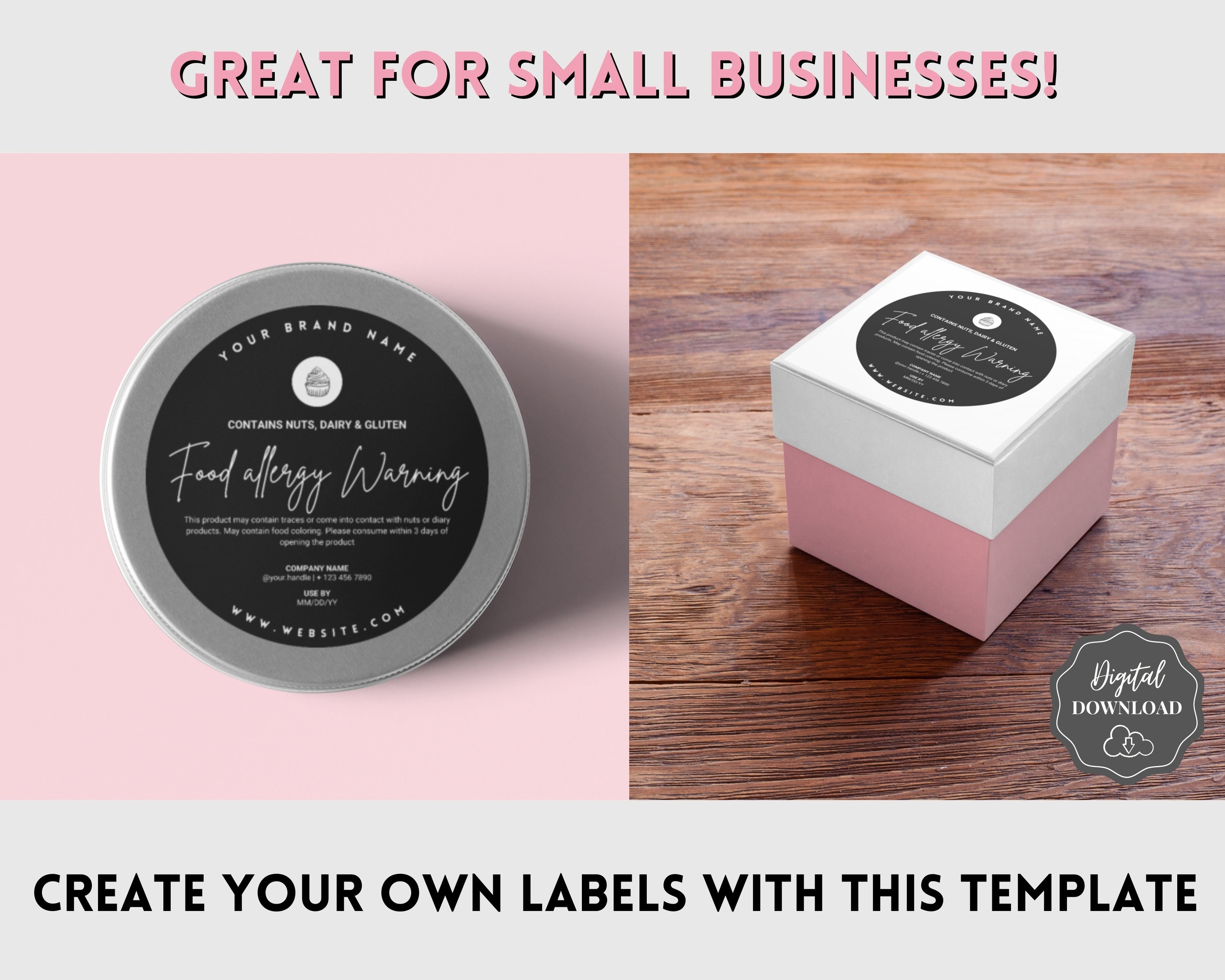 EDITABLE Allergy Label Template Allergen Label Allergy - Etsy