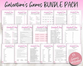 GALENTINES Spiele Bundle, 15 druckbare Spiele für Galentines Day, Galentines Party Game, Bingo, Trivia, Valentines Day Party Game, Girls Night