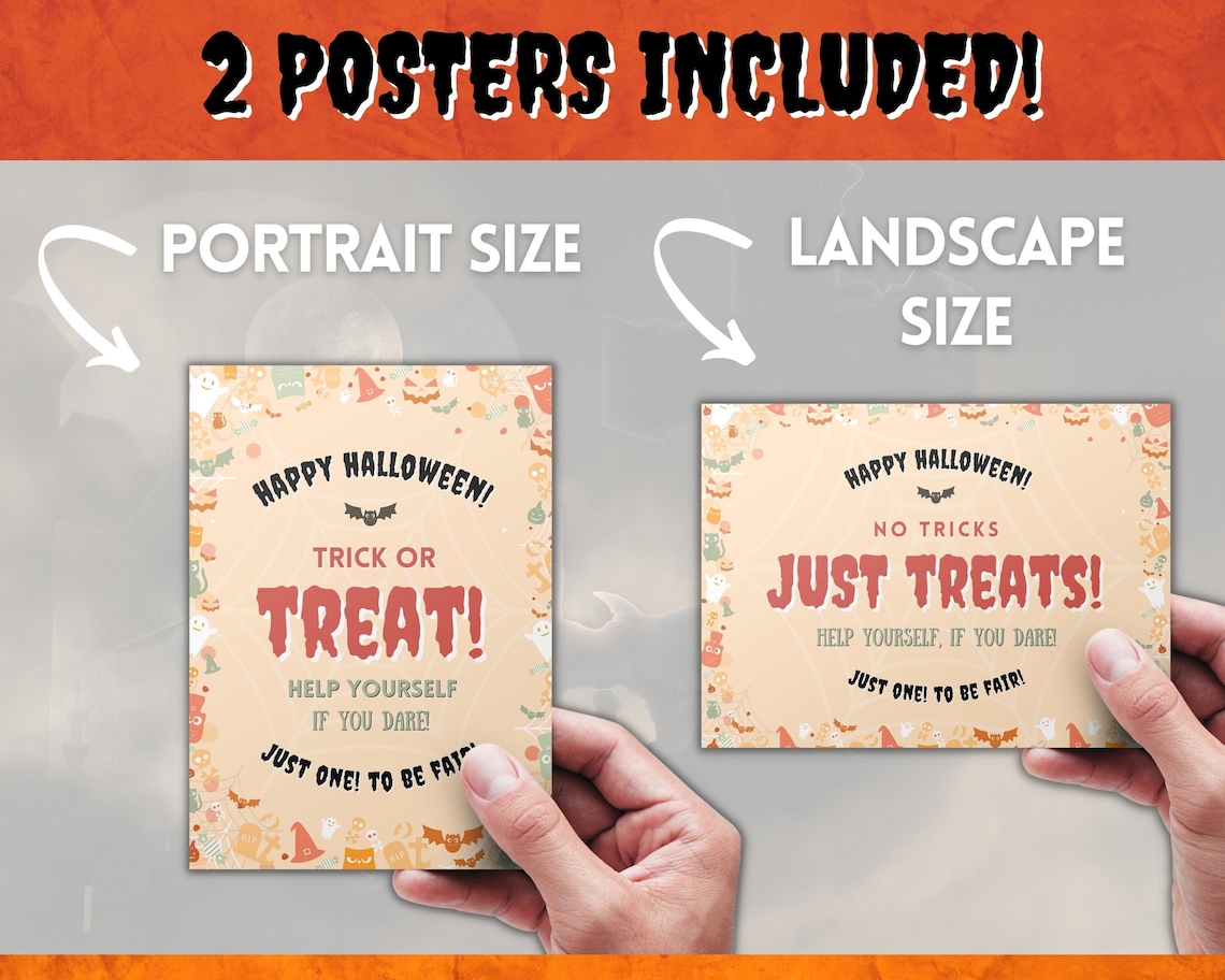 Halloween Candy Sign, Trick or Treat Sign, Please Take One Poster ...