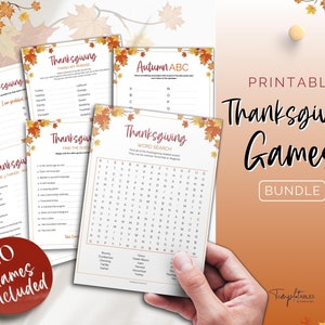 20 Thanksgiving Games, Printable Thanksgiving Games Bundle, Turkey Trivia, Family Feud, Quiz, Friendsgiving, Holiday Party Game, Kids, Adult