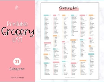 Grocery List, Master Grocery List Printable, Weekly Shopping List, Meal Planner Checklist, Grocery PDF, Kitchen Organization Template