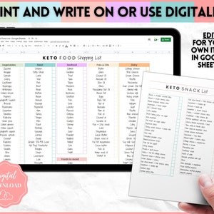 EDITABLE Keto Food List, Keto Snack List, Low carb, Digital Grocery List, Master Grocery List Printable, Shopping List, Meal Planner Journal image 8