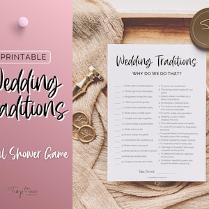 Wedding Traditions Game, Why do we do that Bridal Shower Games, Wedding Shower Games, Bachelorette Party Printable, Minimal, Boho, Kraft