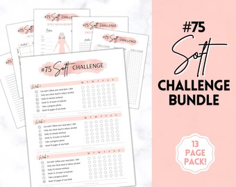 EDITABLE 75 SOFT Challenge Tracker, 75soft Printable, #75Soft, Easy 75, 75 Medium, 75 day challenge, Meal Planner, Fitness & Health Planner