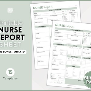 Nurse Report Sheet Bundle, 5 Colors, Nurse Brain Sheet, ICU Nurse Report, RN Nursing, New Grad, SBAR, Patient Assessment, Printable Template