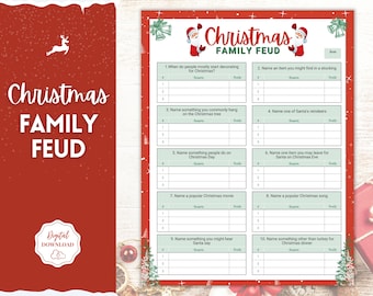Family Feud Game! Christmas Edition! Holiday Family Quiz, Printable Xmas Party, Virtual Fun Activity, Kids Adults, Office, Fortunes, Trivia