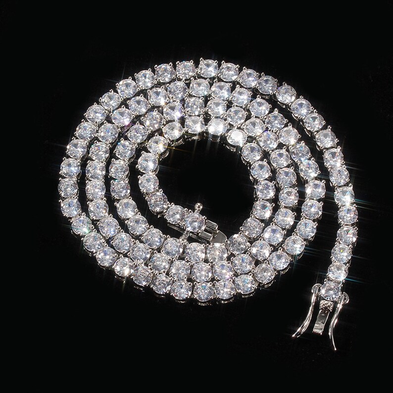 Zirkonia Tennis Kette HalsketteIced Out Tennis Etsy