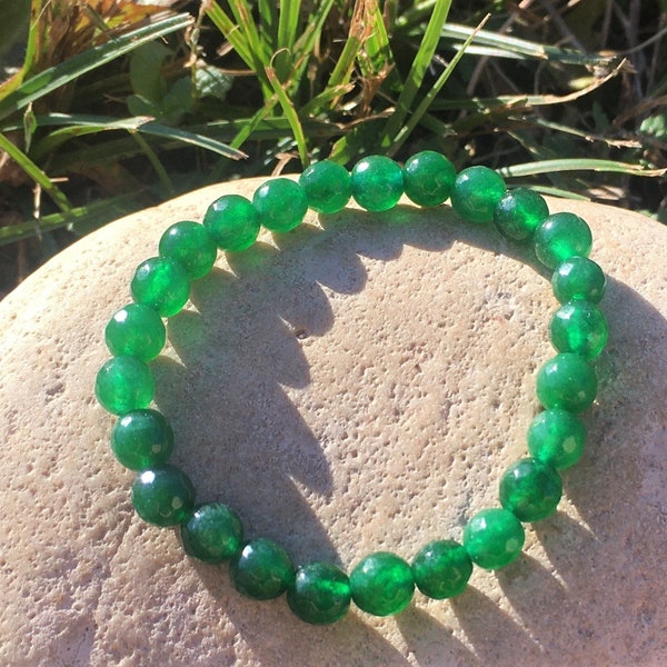 Agate verte bracelet enfants pierre facettée 6mm