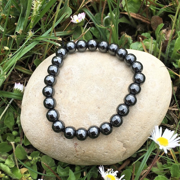 Hématite magnétique bracelet pour adultes pierre boule 8mm