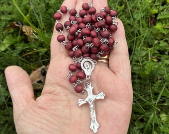 Scented red wooden religious rosary
