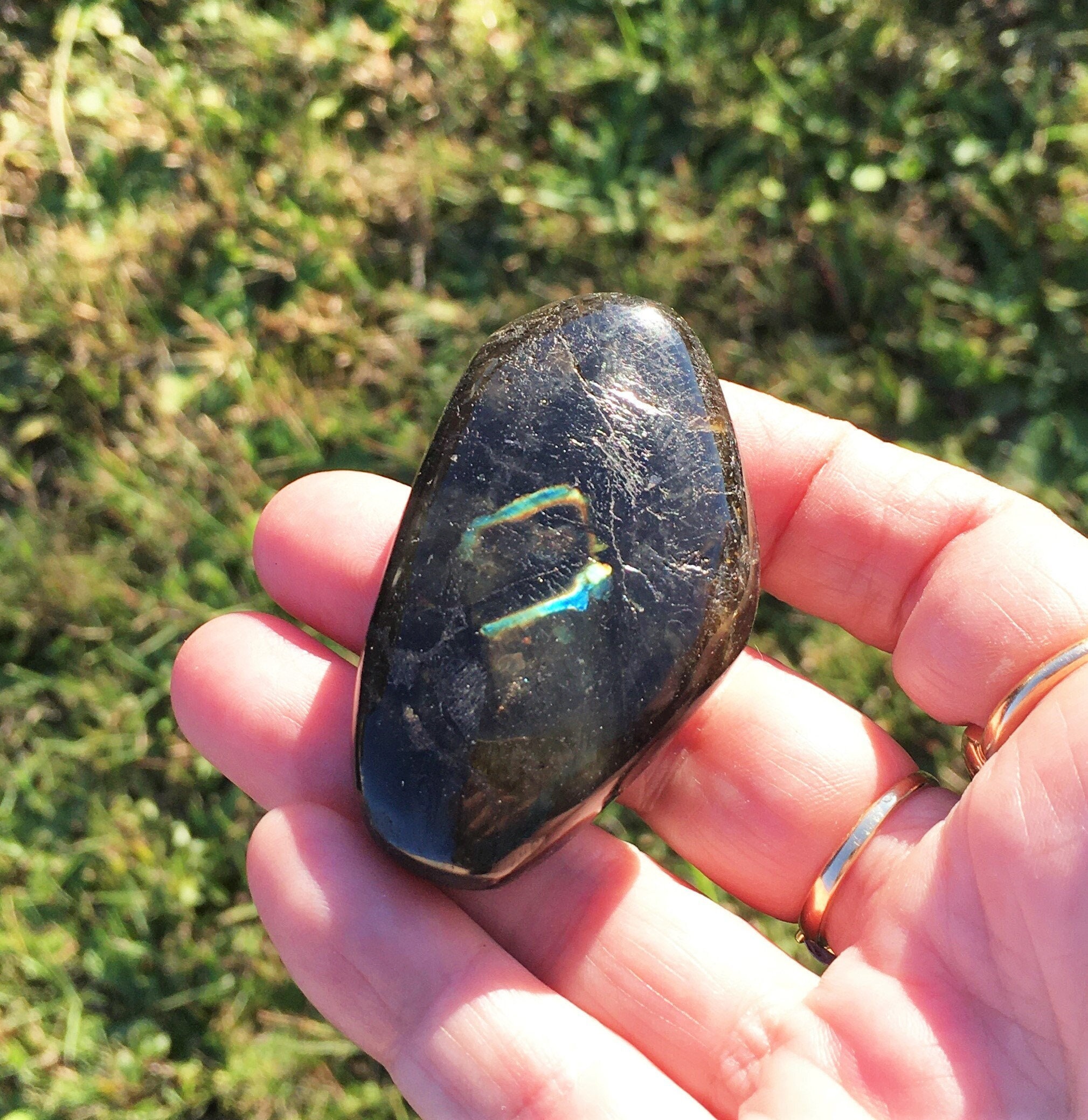 Galet Labradorite 59, 81 Grammes Pierre Bleue Jaune