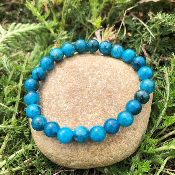 Apatite bleue bracelet pour enfants garçons filles pierre boule 6mm