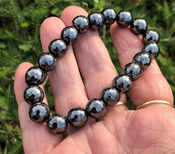 Bracelet Réglable En Hématite Naturelle Pour Homme Et Femme - Pierre Magnétique Style Guerrier - 8 Mm De Large
