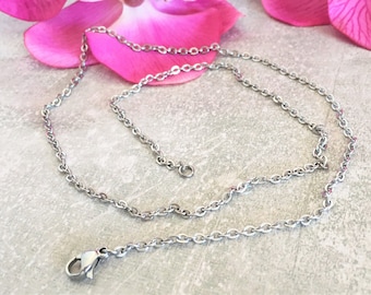 Silver-tone stainless steel chain necklace