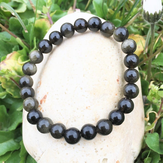 14mm Natural Obsidian Bracelet