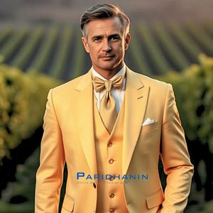 Yellow wedding suit for groom, Classic peak lapel, Stylish outfit for all  | Paridhanin