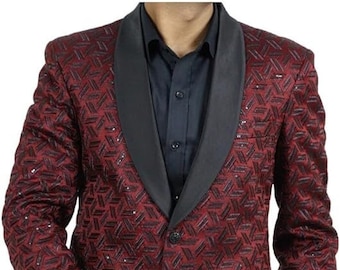 Luxurious Men's Maroon 2 piece Silk Tuxedo with Exquisite Embroidery