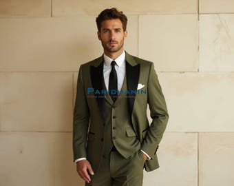 HISDERN Heren Groen Gilet - Formeel Bruiloft Gilet - Effen Kleur Classic Vest Met Zakken