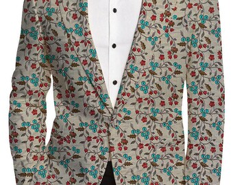 Ivory Man Embroidered Floral Derby Sport Coat Blazer