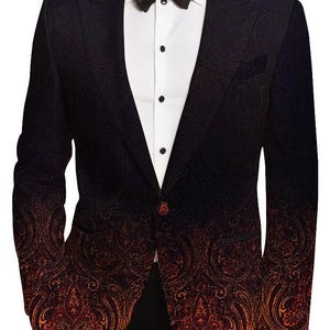 Black Mens Floral Motifs Slim Fit Party wear sport coat Blazer