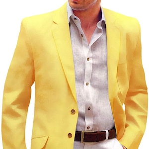 Yellow Mens Two Button Velvet Party wear Sport Coat Blazer
