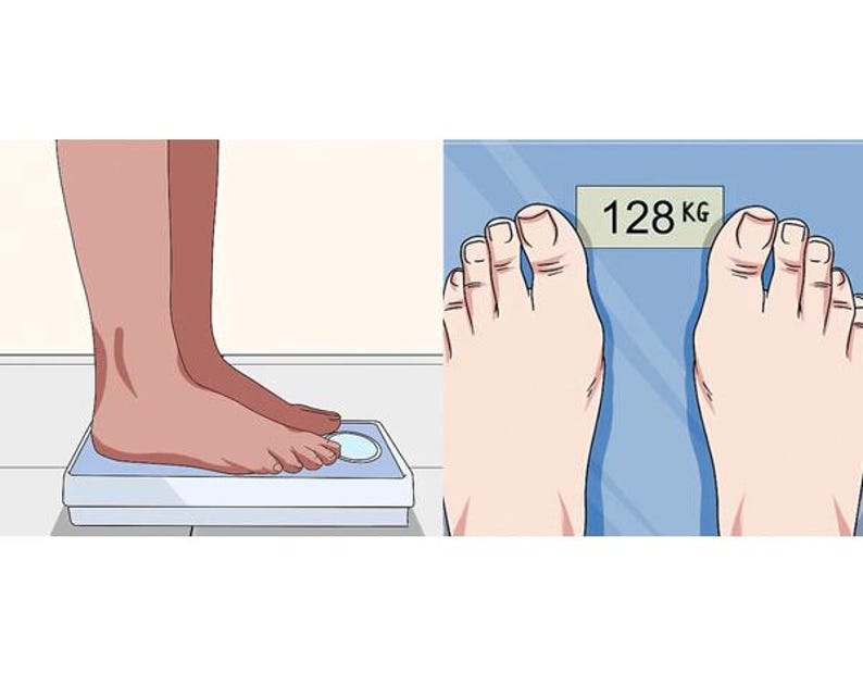 a person standing on a scale with their feet on the scale