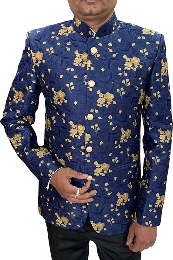 Embroidered Art Silk Jodhpuri Suit with Jacket in Maroon and Navy Blue :  MUF910