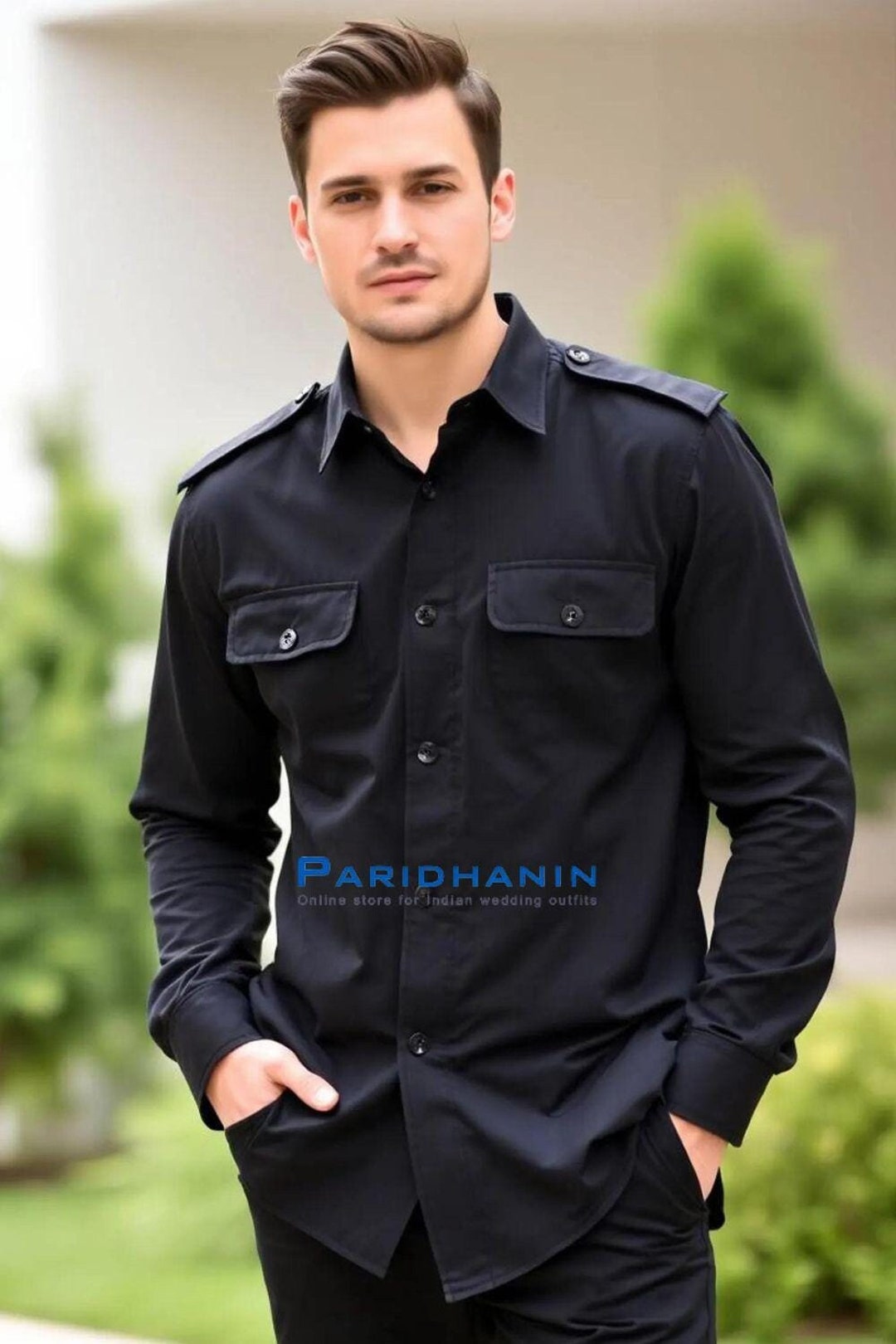 Camisa militar utilitaria negra para hombre, camisa estilo zoológico para  hombre PARIDHANIN México