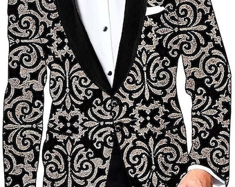 Black Mens Shawl lapel Velvet Tuxedo suit jacket Sport Coat Blazer