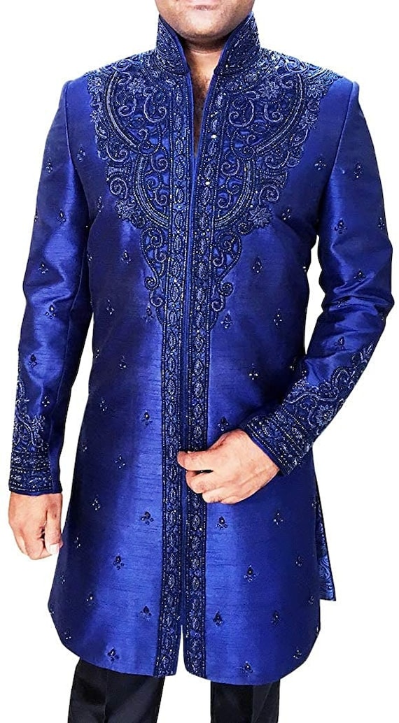 Royal blue sherwani for clearance wedding