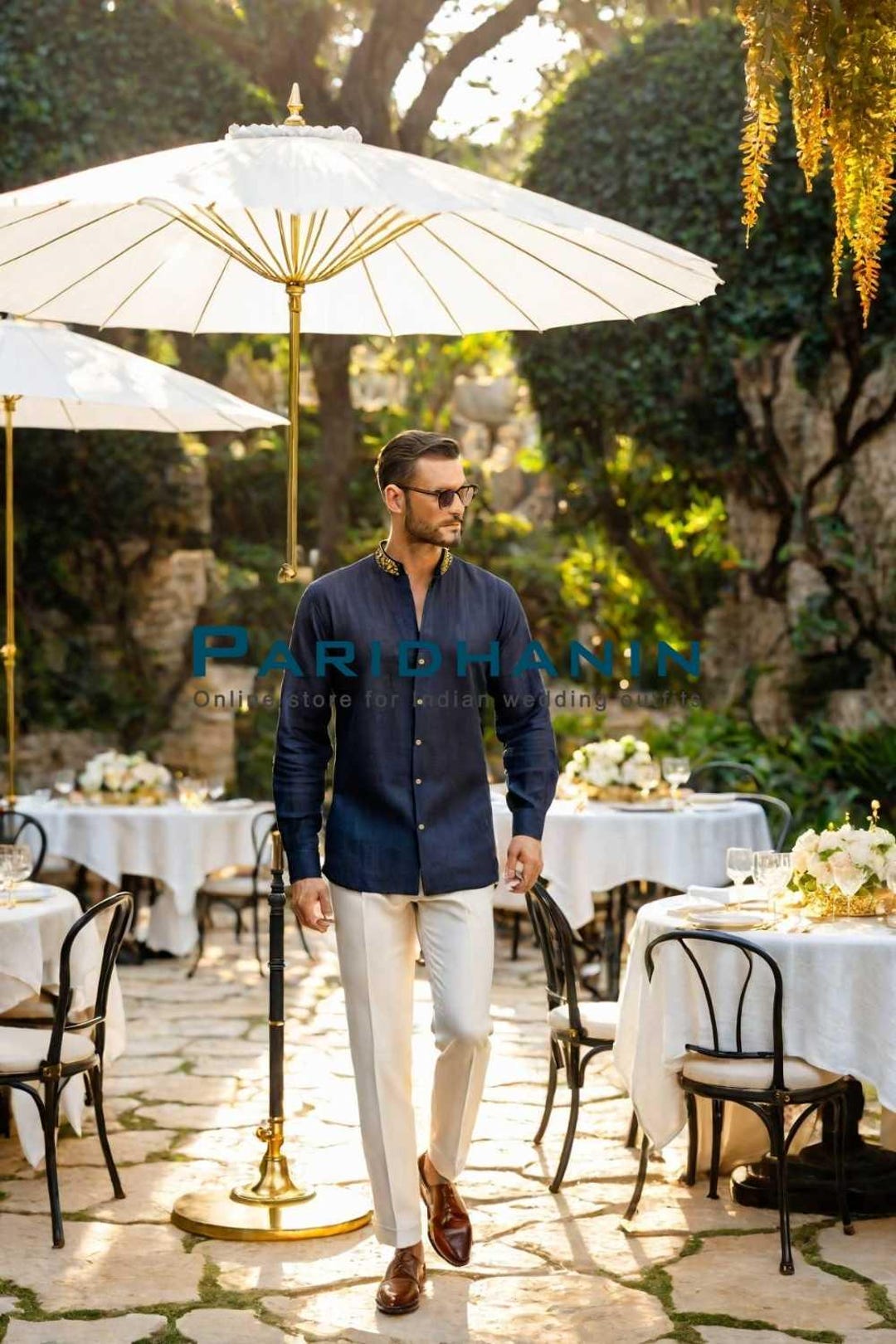 Summer Cool Linen Gents Kurta- Blue