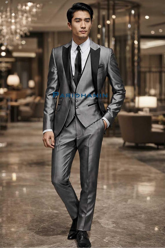 green emerald velvet dress Mens Silver Jacquard Dress Suit Blazer Men Fashion Slim Fit One Button  Tuxedo Jacket Wedding Party Prom at Amazon Men's Clothing store main image 0