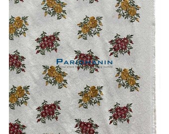 White Dupion Silk Floral Embroidered Fabric Indian Wedding Lehenga Dress Material 58 Inch Wide | Paridhanin.