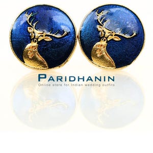 Blue Stag Gold Cufflinks for Men - | Paridhanin