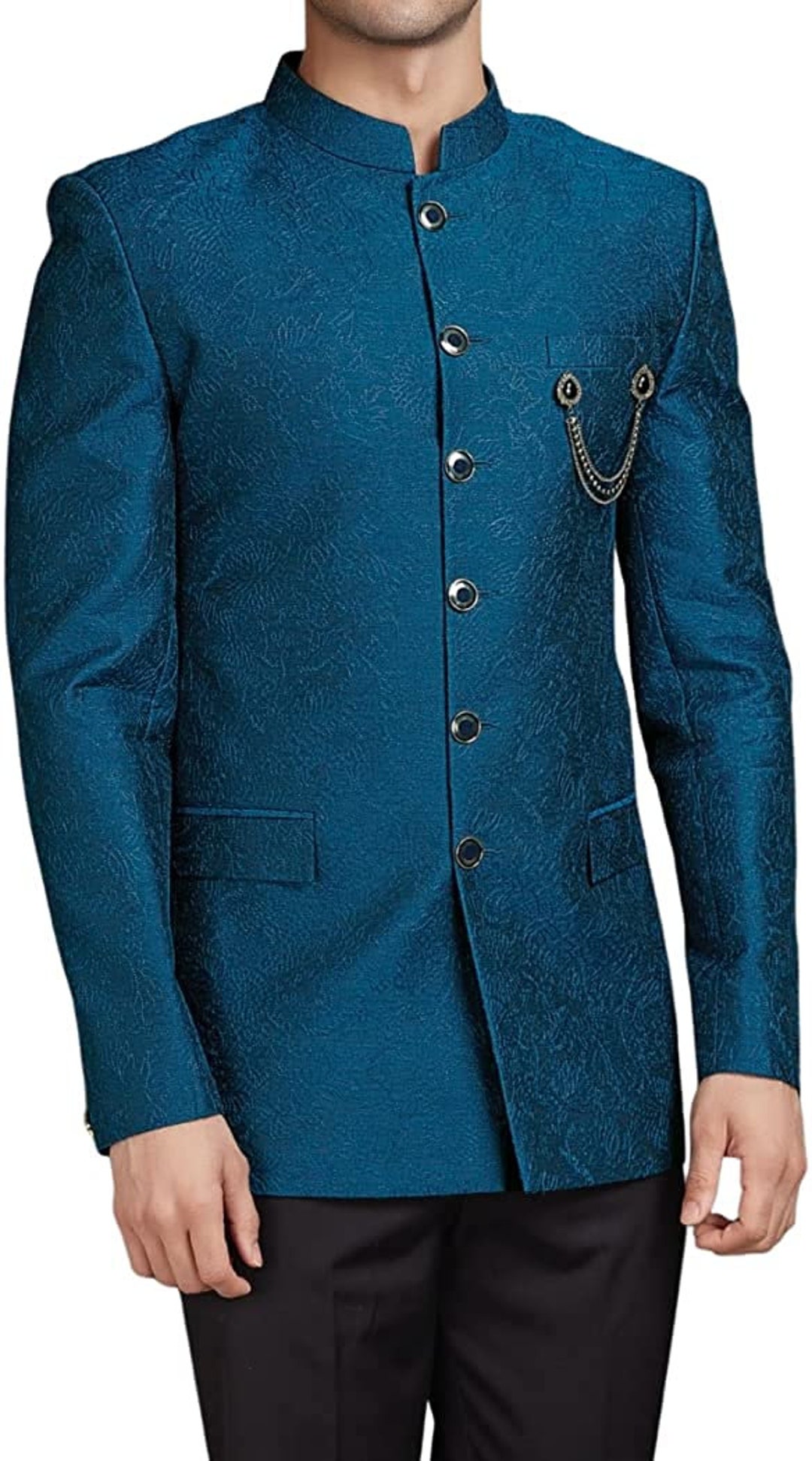 Mens Peacock Blue Embroidered Jodhpuri Wedding Suit - Etsy