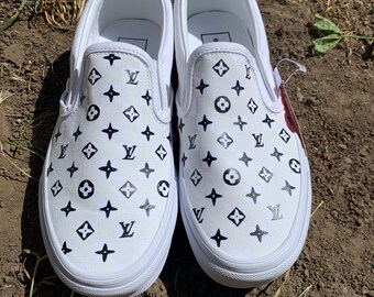 louis vuitton white slip on vans