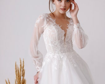 Robe de mariée à manches longues, robe de mariée légère, robe de mariée en dentelle, robe de mariée avec manches, robe de mariée, robe de mariée Boho