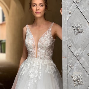 French Lace Wedding Dress, Viki, Tulle Wedding Gown, Sleeveless Wedding Dress, Bridal Gown, Boho Wedding Dress, Unique Bridal Gown,Dress image 1