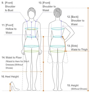 Wedding Dress / Measuring Guide / How to take measurements. | Etsy