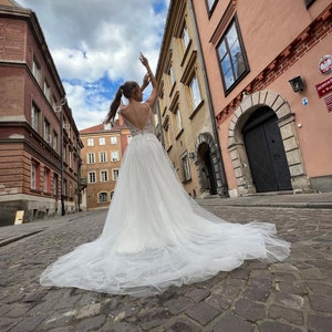 French Lace Wedding Dress, Viki, Tulle Wedding Gown, Sleeveless Wedding Dress, Bridal Gown, Boho Wedding Dress, Unique Bridal Gown,Dress image 5